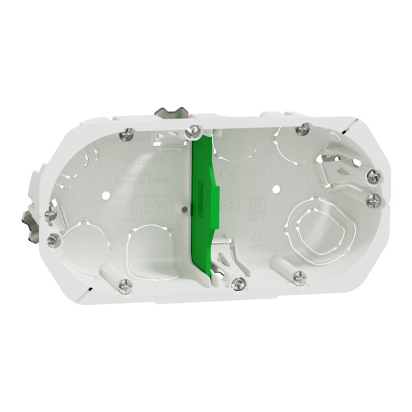 Boîte encastrement Schneider Multifix 2 postes Ø67 mm p40 mm entraxe 71 mm blanche - Schneider Electric - IMT35924