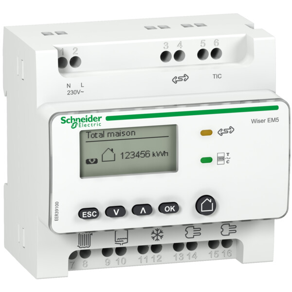Compteur des Usages Electriques RT2012 Blanc Wiser Energy Schneider Electric - Schneider Electric - EER39300