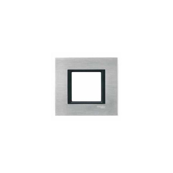 Schneider Unica Class Aluminium Ice liseré Noir plaque de finition 1 poste 2 modules - Schneider Electric - MGU68.002.7A1