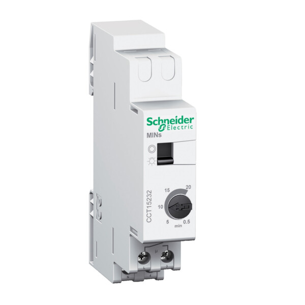 Minuterie d'escalier Schneider Acti9 MINs marche forcée 16A 230Vca réglable de 30s à 20mn - Schneider Electric - CCT15232