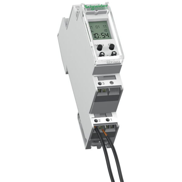 Interrupteur horaire Schneider CCT15854 – Acti9 IHP – 1 canal – 24h/7j – 56 programmes – réserve de marche – 1 module - Schneider Electric - CCT15854