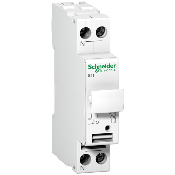Sectionneur fusible à tiroir Schneider Acti9 STI 1P+N 20A - Pour fusible 8,5x31,5 mm - Schneider Electric - A9N15645