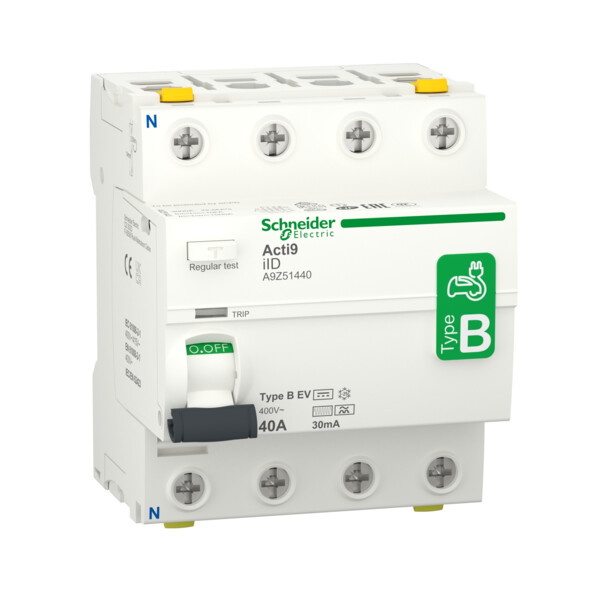 Interrupteur différentiel 4P 40A Schneider Acti9 IID type B 30mA 400V - Schneider Electric - A9Z51440