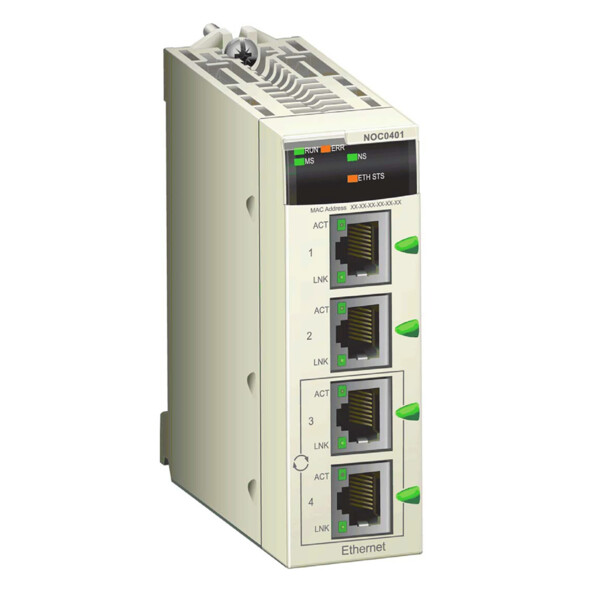 coupleur mixte Ethernet IP + Modbus TCP 4 ports RSTP pour API M340 - Schneider Electric - BMXNOC0401