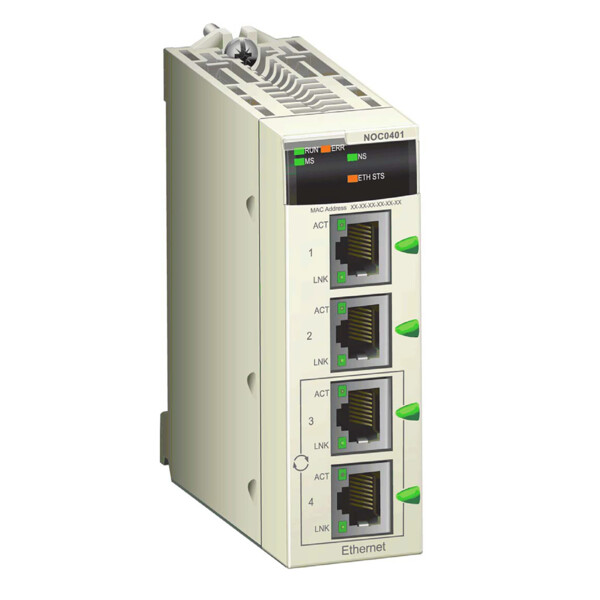 coupleur mixte Ethernet IP + Modbus TCP 4 ports RSTP pour API M340 - Schneider Electric - BMXNOC0401