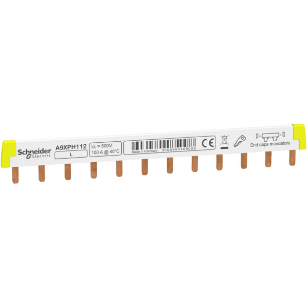 Peigne 1 pôle, 12 modules de 18mm, pour disjoncteurs iC60 - Schneider Electric - A9XPH112