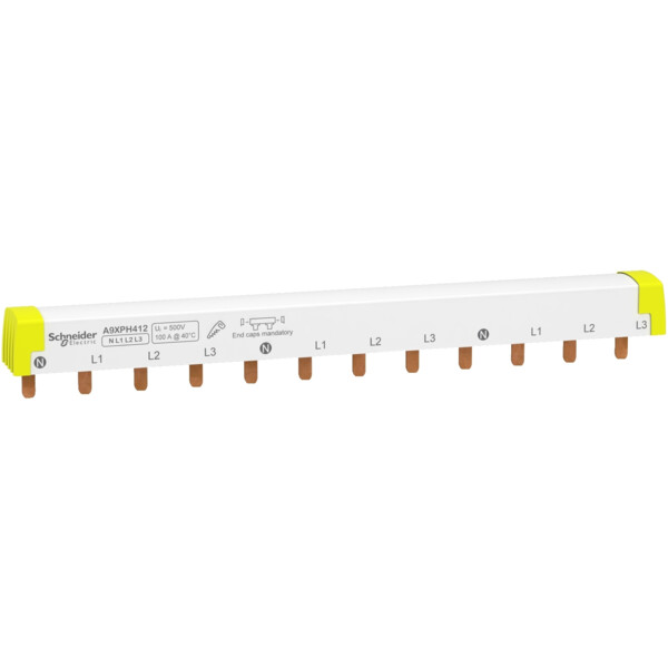 Acti9 iC60, peigne à dents, 4 pôles, 100A, 12 modules de 18mm - Schneider Electric - A9XPH412