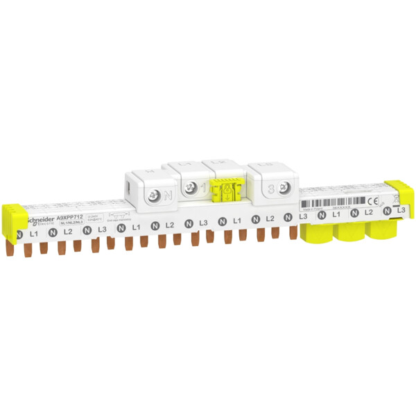 Peigne horizontal avec connecteur Schneider Acti9 iDT40 3P+N 63A 12 modules de 18mm - Schneider Electric - A9XPP712