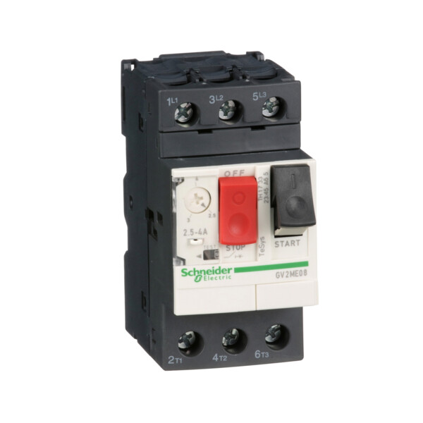 Disjoncteur moteur 2,5 à 4A Schneider Gv2Me08 3P 3d Déclencheur Magnétothermique - Schneider Electric - GV2ME08