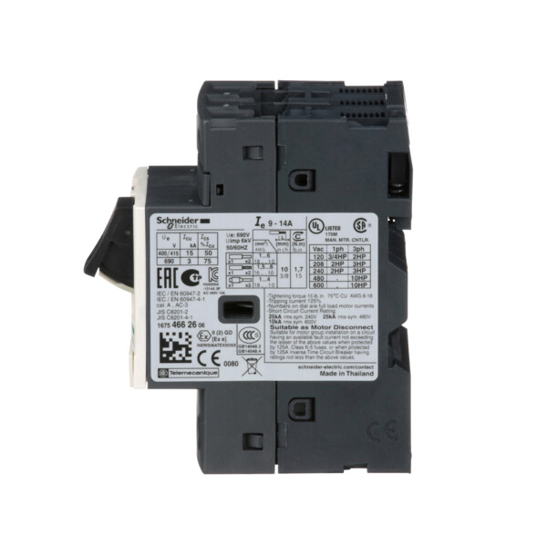 Disjoncteur moteur 9 à 14A Schneider Gv2Me16 3P 3d déclencheur magnétothermique - Schneider Electric - GV2ME16