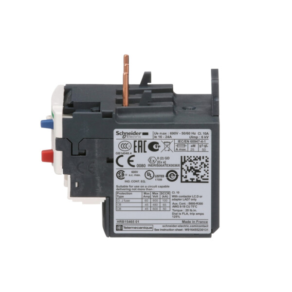 Schneider Electric Relais de Protection Thermique Moteur Tesys 16 à 24 A Classe 10A - Schneider Electric - LRD22