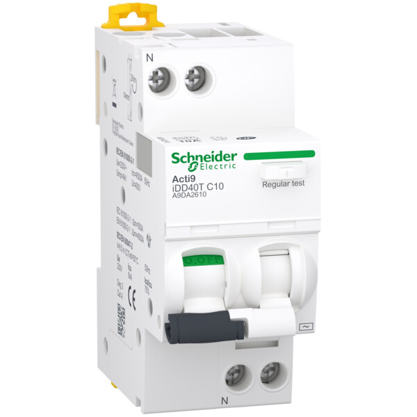 Disjoncteur différentiel 1P+N 10A Schneider Acti9 Typce AC 6kA 30mA - Schneider Electric - A9DA2610