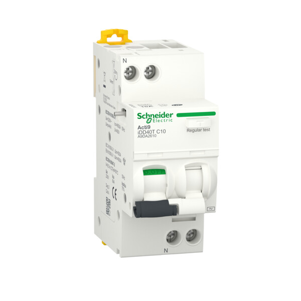 Disjoncteur Différentiel 1P+N 20 A Courbe C 30 mA Type AC 4500 A à 6 kA Acti9 iDD40T Schneider - Schneider Electric - A9DA2620