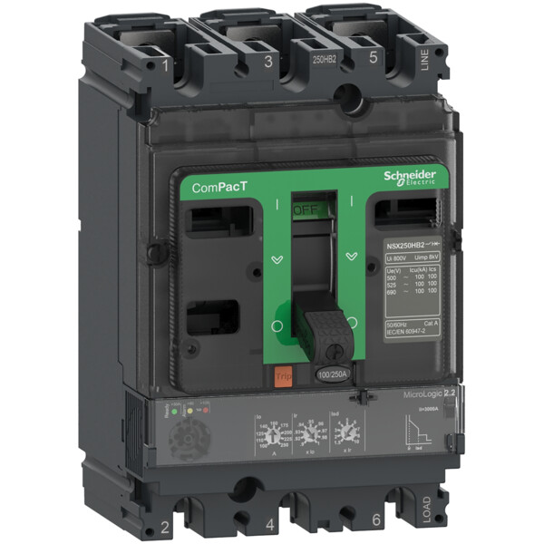 Disjoncteur - Compact nsx250f -  micrologic 2.2 250a - 3p3d - 36ka - montage fixe - Schneider Electric - C25F32D250