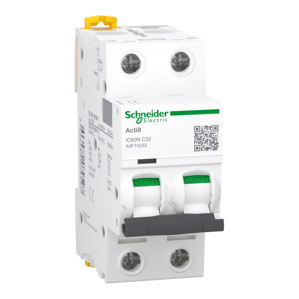 Disjoncteur 2P 32A Courbe C 400VCA 6000A 10kA Schneider Electric - Schneider Electric - A9F74232