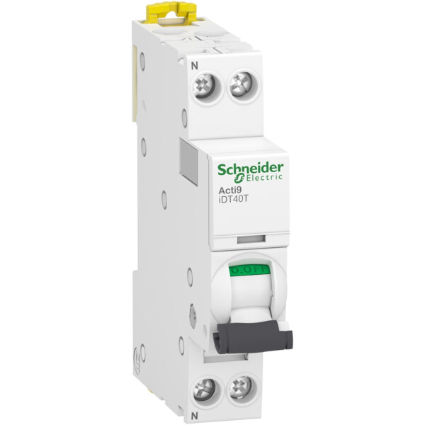 Disjoncteur 1P+N 16A Schneider Acti9 iDT40T Courbe C 4500 A à 6 kA - Schneider Electric - A9P22616