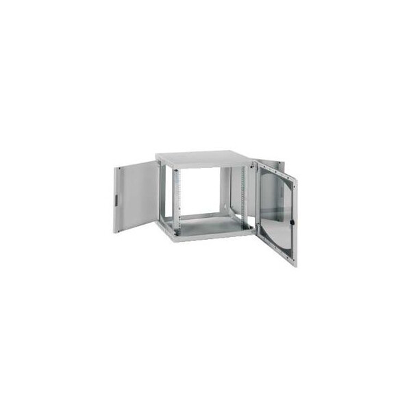 Schneider Actassi Coffret mural OPB 9U L600 P400 châssis fixe 19P - porte vitrée - R7035 - Schneider Electric - NSYOPB9U4F