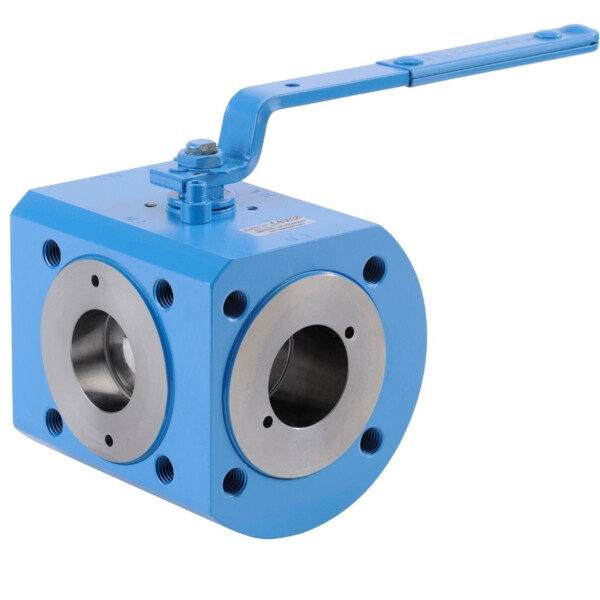 Vanne à sphère 3 voies acier en T DN32 ADLER Type FT4 Ref. 722 PN16 - Sferaco - 722T032