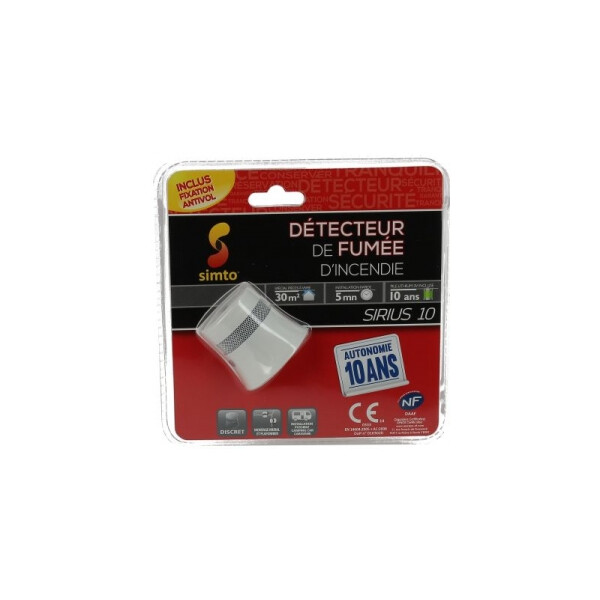 Détecteur de fumée discret SIRIUS 10 ans - Simto - 381931