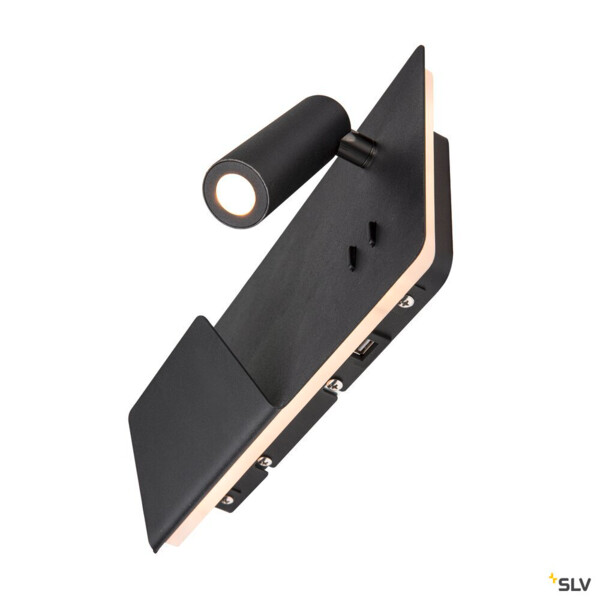 Somnila spot, applique intérieure, liseuse, version gauche, noir, led, 13w, 3000k, avec port usb - SLV - 1003455
