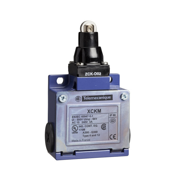 INTERRUPTEUR DE POSITION METAL O ET F   AVEC POUSSOIR A GALET SOUFFLET ETANCHE - Telemecanique Sensors - XCKM1029