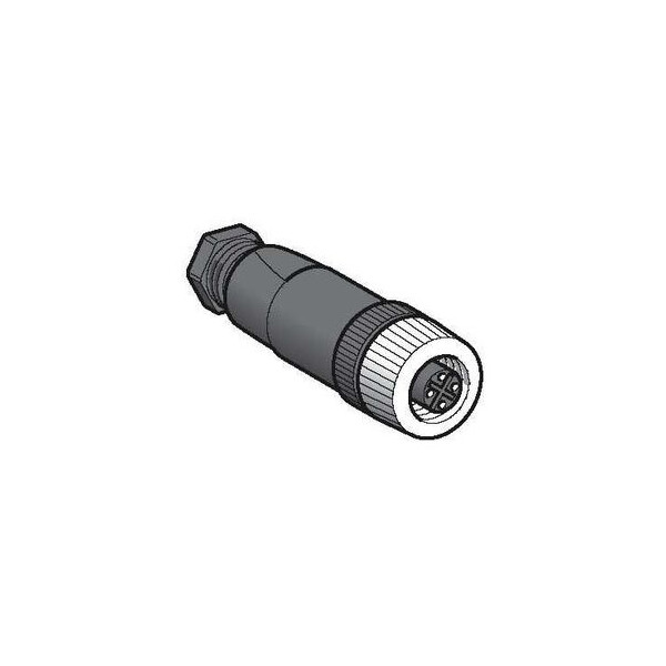 connecteur nu femelle, M12, 4 broches, droit presseétoupe Pg 7 - Telemecanique Sensors - XZCC12FDM40B