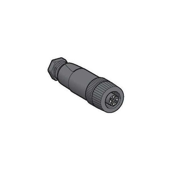 connecteur nu femelle, M12, 4 broches, droit presseétoupe Pg 7 - Telemecanique Sensors - XZCC12FDP40B