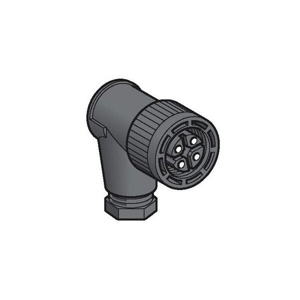 connecteur nu femelle, M18, 4 broches, angle droit presseétoupe Pg 9 - Telemecanique Sensors - XZCC18FCP40B