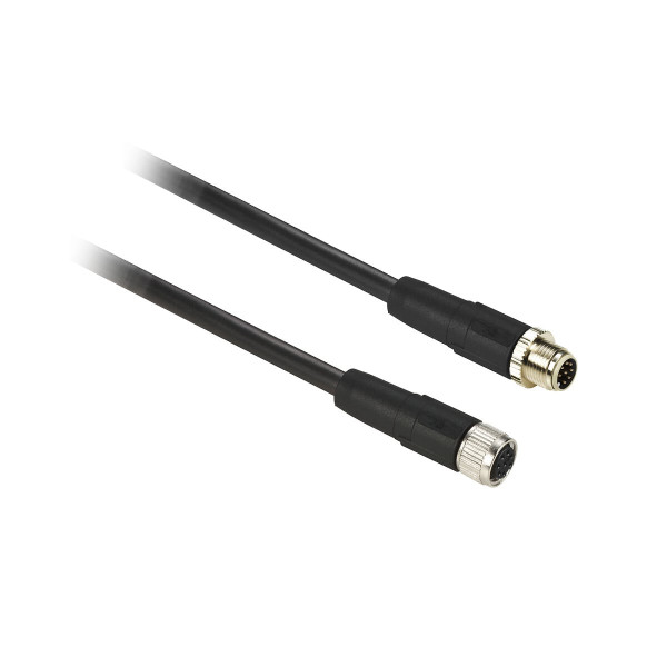 Xcsrm - rallonge droit m12 8 pins mâle, droit m12 8 pins femelle, câble pvc 20 m - Telemecanique Sensors - XZCR2829P11D20