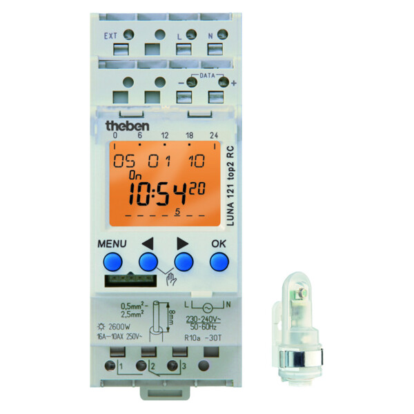 Interrupteur crépusculaire digital 1 a 100000 lux duofix cellule  saillie1no+1nf 16 a p - Theben - 1210152