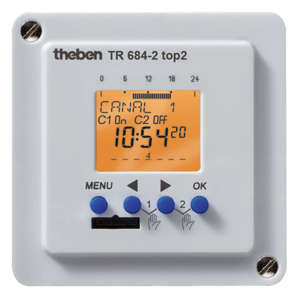 Interrupteur horaire digital 69x69 2 c top2 - Theben - 6840101
