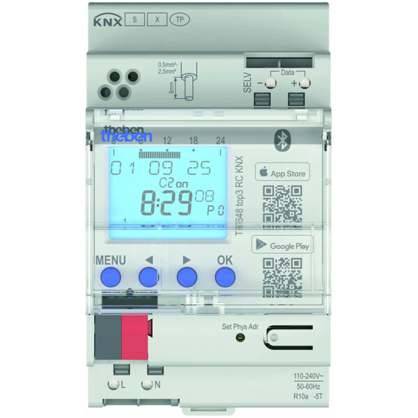 Horloge annuelle et astronomique digitale knx top3 bluetooth 8 c dcf-gps - Theben - 6489130