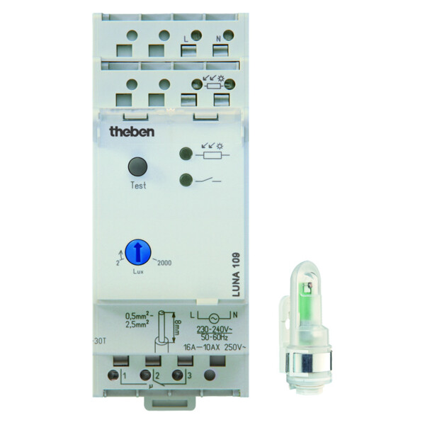 Interrupteur crépusculaire 2 a 2000 lux duofix cellule  saillie 1no+1nf 16 a - Theben - 1090100