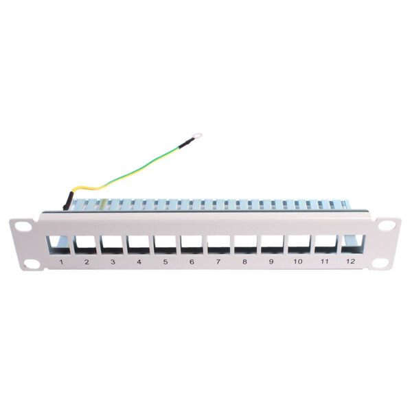 Panneau de brassage nu 10 pouces 12 ports RJ45 avec insert Keystone - Uniformatic - 27217