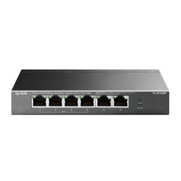 Switch poe special videosurveillance 6 port 10/100 dont 4 poe+ 30w tl-sf1006p - Uniformatic - 61152