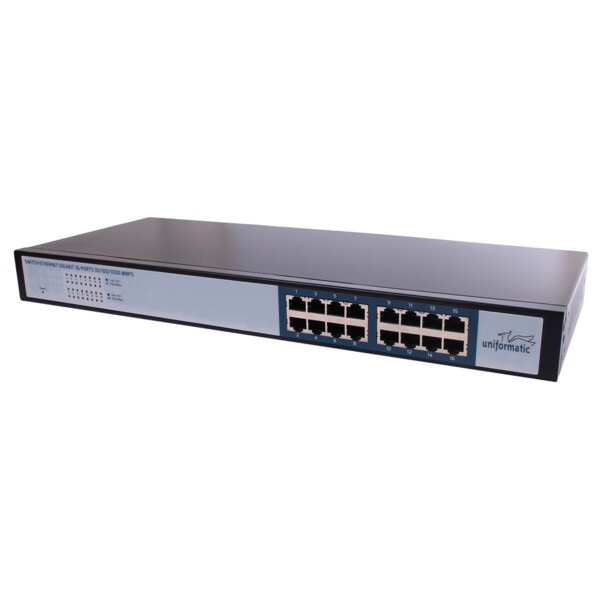 Switch Rackable 16 Ports 10/100/1000 Mbps Uniformatic - Uniformatic - 61059