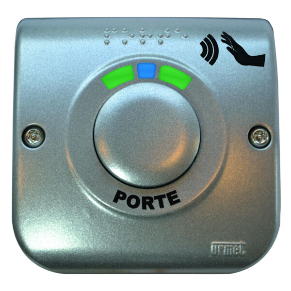 Bouton de sortie avec sans contact lumineux avec détecteur IR en zamac gris - Urmet - BPZGML