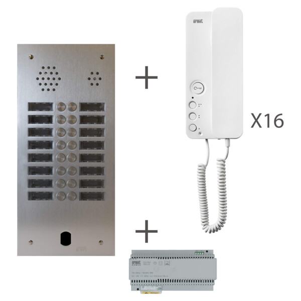 Kit audio Urmet 2voice préprogrammé 16 boutons 2 rangées - Urmet - KA83/216