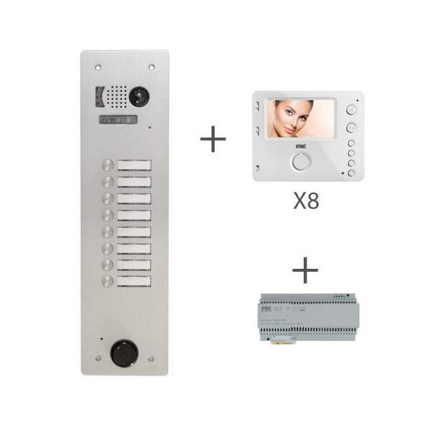 Kit video alu 1r 8 bp 2 voice programmé (20364) - Urmet - KV83/108