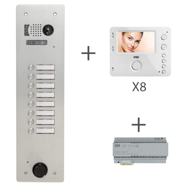 Kit video alu 1r 8 bp 2 voice programmé (20364) - Urmet - KV83/108
