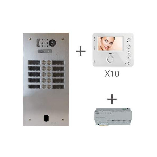 Kit vidéo alu 2 rangées 10 boutons 2 voice préprogrammé (20369) - Urmet - KV83/210