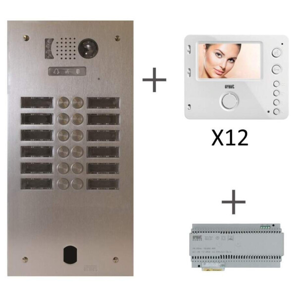 Kit video alu 2r 12 bp 2 voice programmé (20370) - Urmet - KV83/212