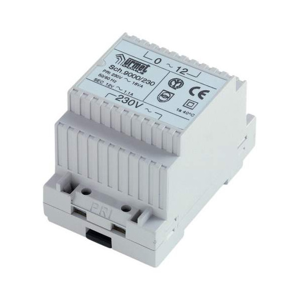 Transformateur de sécurité 230V/12Vca-1,3A 18VA - Urmet - 9000/230