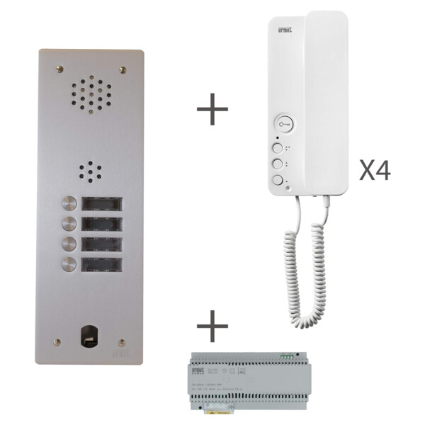 Kit audio 1 rangée 4 boutons 2 voice programmé (20269) - Urmet - KA83/104