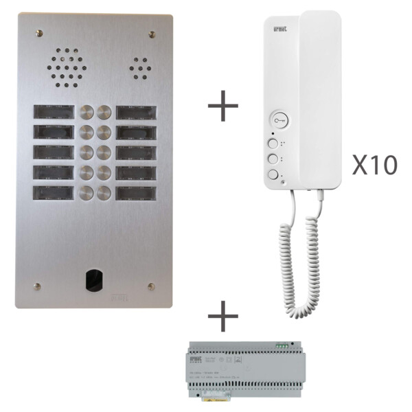 Kit collectif audio 2 rangées 10 boutons préprogrammé (20275) Sytème 2 voice - Urmet - KA83/210