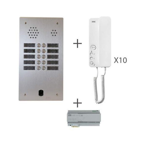 Kit collectif audio 2 rangées 10 boutons préprogrammé (20275) Sytème 2 voice - Urmet - KA83/210
