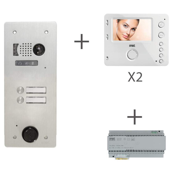 Kit video alu 1 rangée 2 boutons 2 voice programmé (20358) - Urmet - KV83/102
