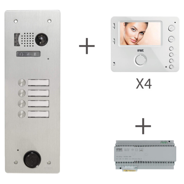 Kit video alu 1 rangée 4 boutons 2 voice programmé (20360) - Urmet - KV83/104