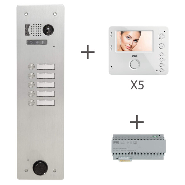 Kit video alu 1r 5 bp 2 voice programmé (20361) - Urmet - KV83/105