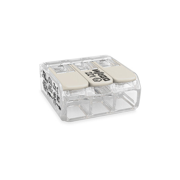 Borne wago ex e 221 mini 3x4mm² à leviers souple & rigide - Wago - 221483